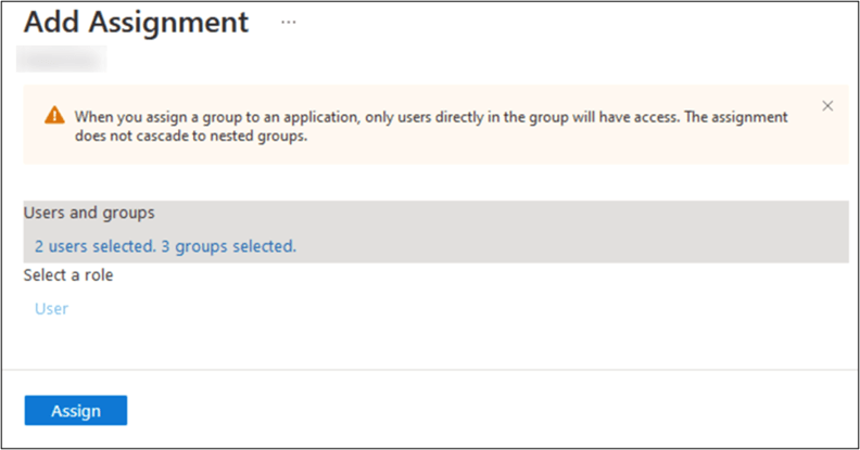 This image shows you to assign a group to an application. This image shows you to assign a group to an application.