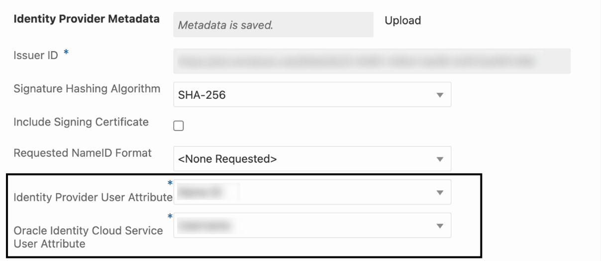 This image shows Identity provider metadata.