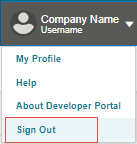 Sign Out link in user menu