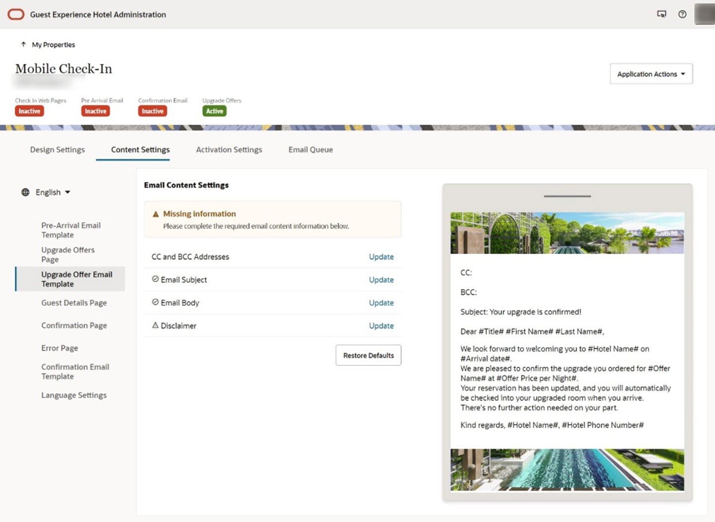 This image shows the upgrade offer email template.