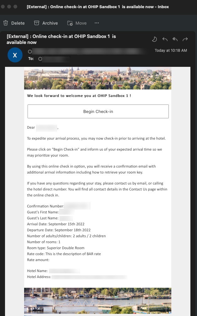 This image shows the Begin Check-in page.
