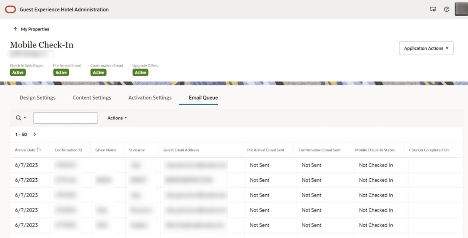 This image shows the Email Queue page.
