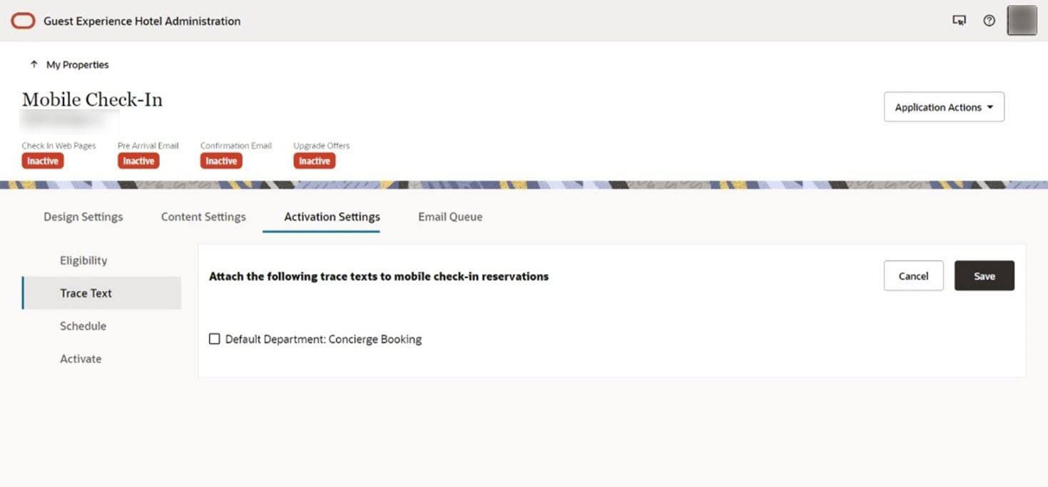 This image shows the trace texts that you can select to attach to reservations.