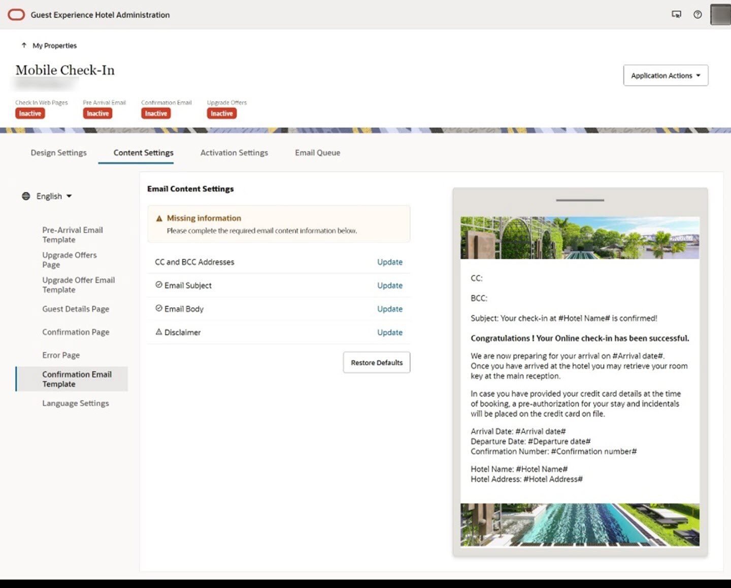 This image shows the confirmation email template.