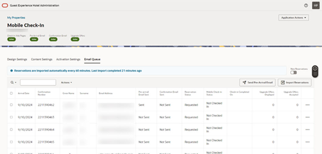 This image shows the Email Queue page.