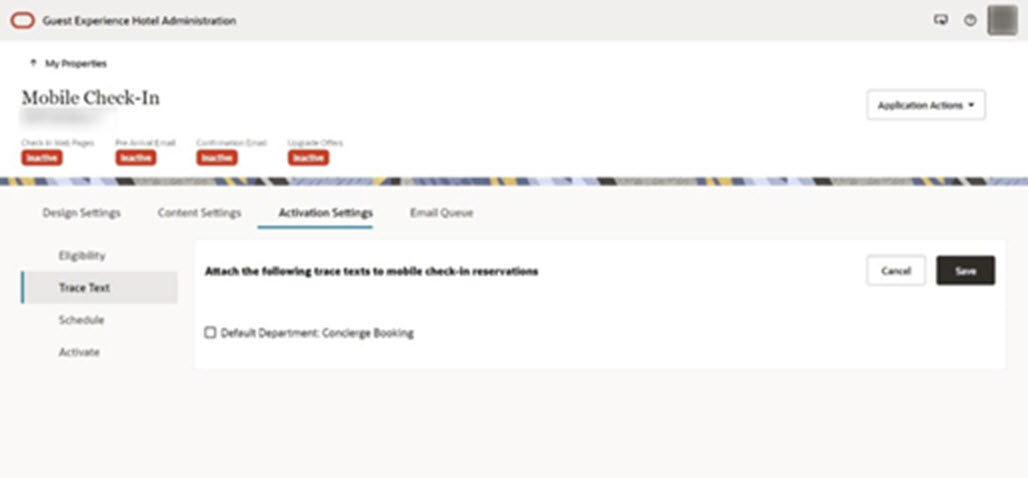 This image shows the trace texts that you can select to attach to reservations.