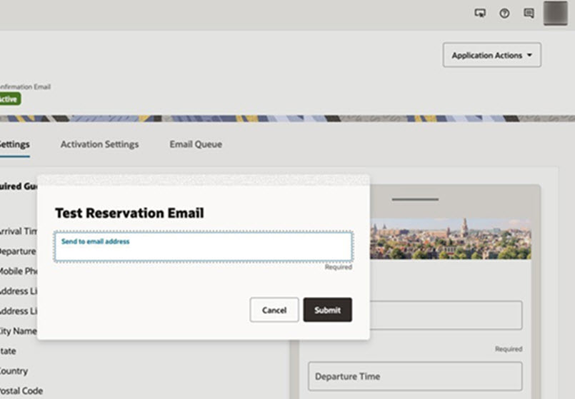 This image shows the test reservation email.