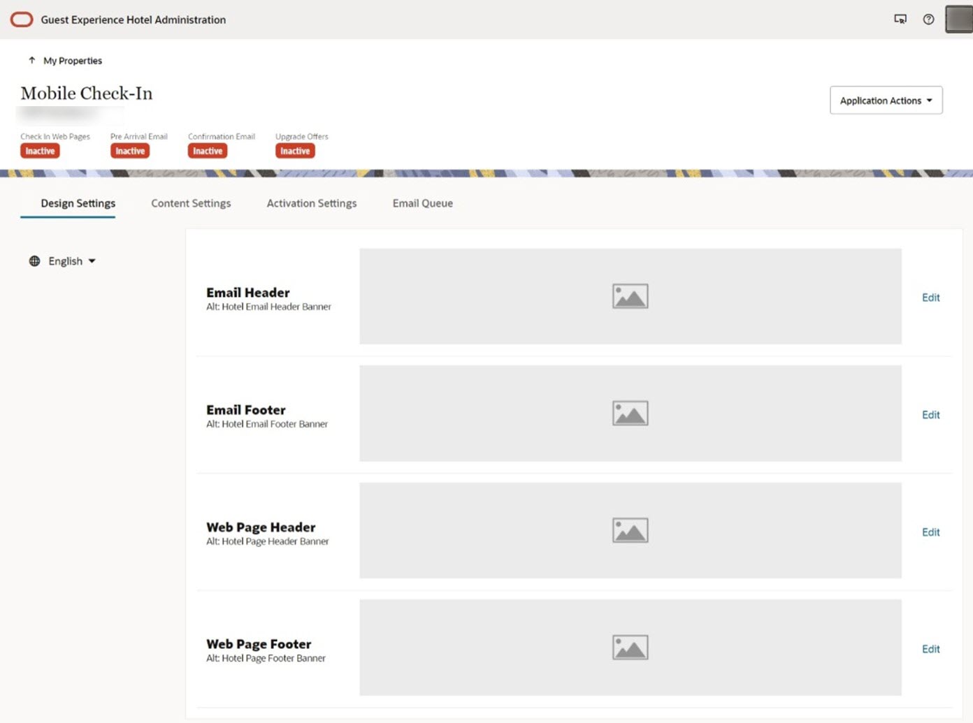 This image shows the Edit links on the Design Settings page.