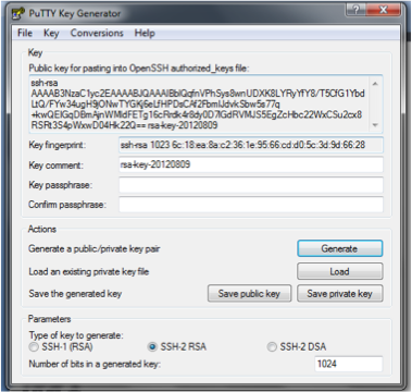 This image shows the PuTTY key generator screen.