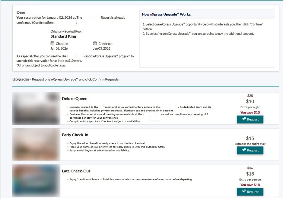 This image shows Reservation Confirmation