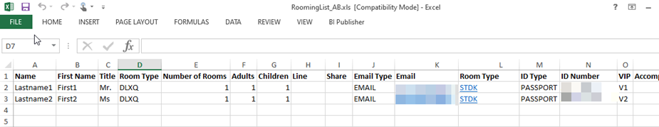 This figure shows the rooming list spreadsheet. This figure shows the rooming list spreadsheet.