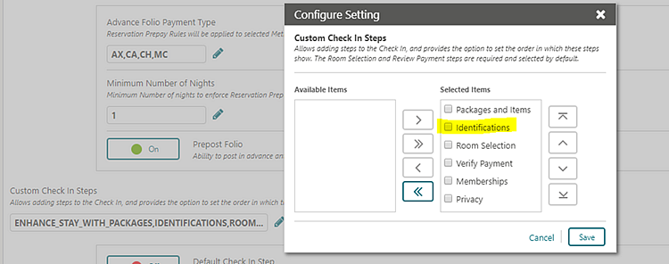 This is an image of the Configure Setting popup.