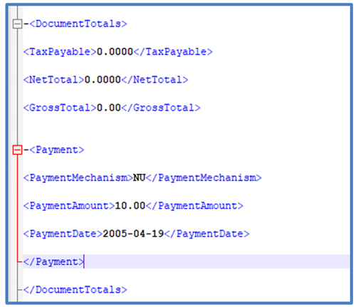 This image shows the Payment section details
