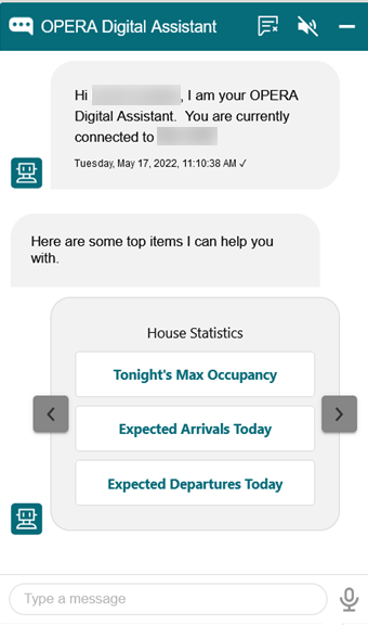 This figure shows the OPERA Digital Assistant chatbot.