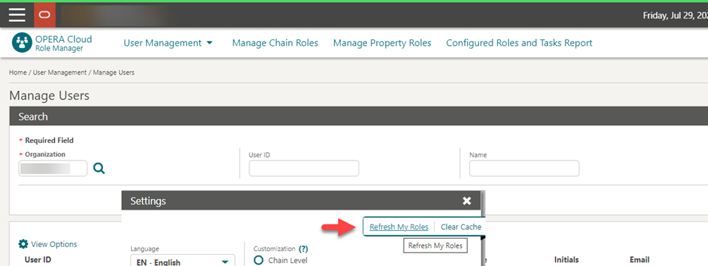 This image shows the Manage Users screen in Role Manager.