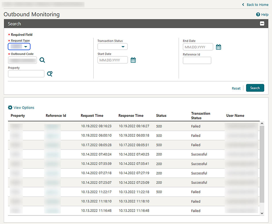 This shows the Outbound Monitoring screen.