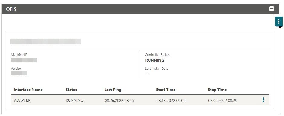 This screen shows the OFIS panel.