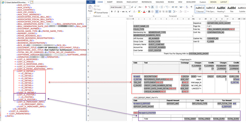 XML file that correspondence to a folio RTF template