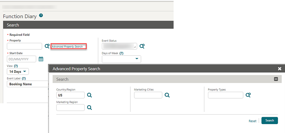 Function Diary, Advanced Property Search.
