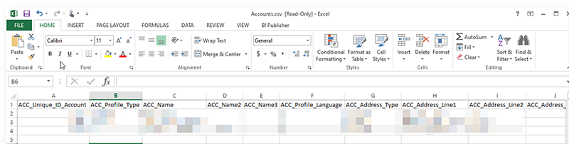 This image shows the template used for importing data.