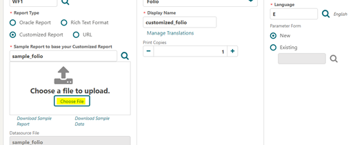 This figure shows the Choose File button.