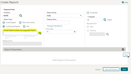 This figure shows the Sample Report to base your Customized Report field.