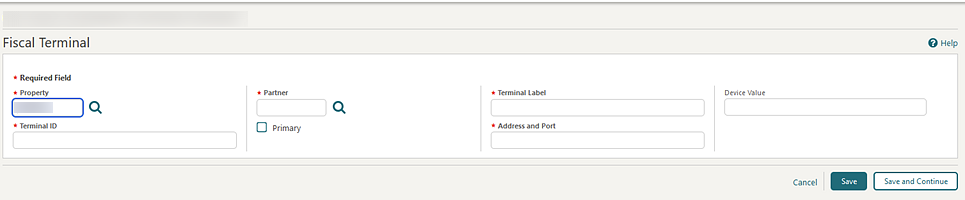 This image shows the Fiscal Terminal search panel from the Fiscal Management screen.