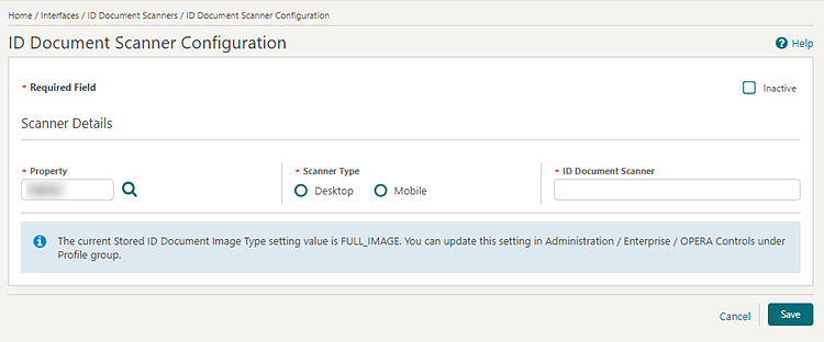 This is an image of the ID Document Scanner Configuration screen.