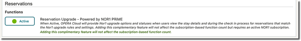 OPERA Control Function needed for Reservation Upgrade - Powered by NOR1 PRiME.