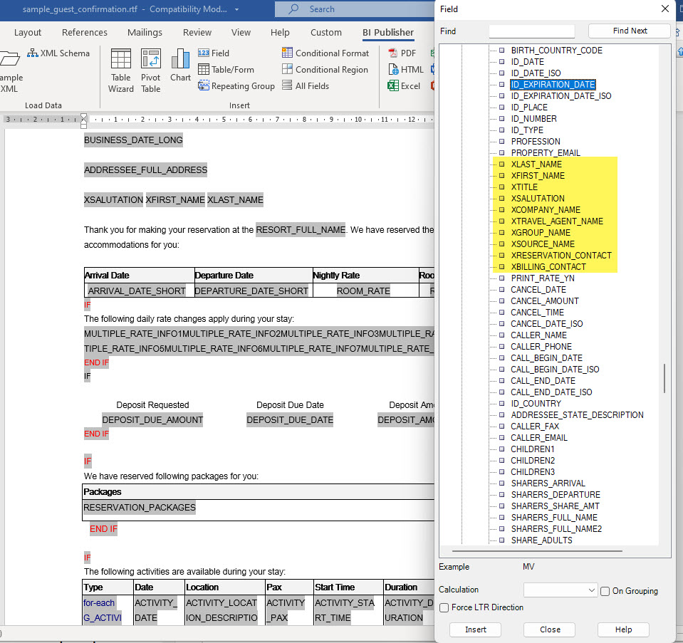 Alternate name XML elements (prefixed with X)