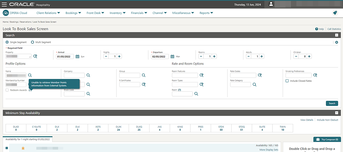 Look To Book Sales Screen