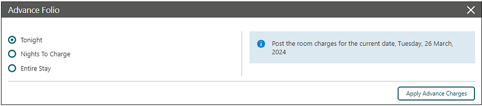 Advance Folio screen.