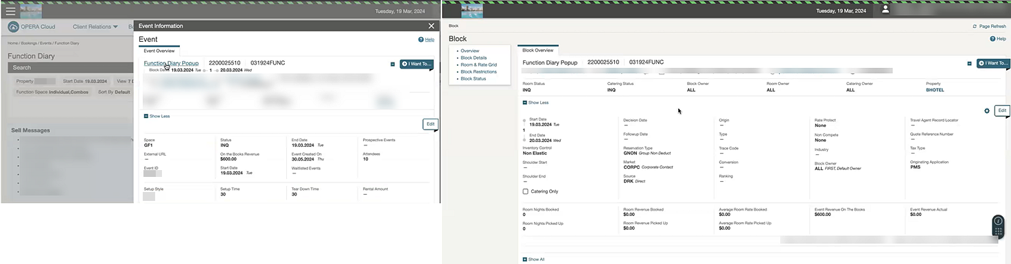 Function Diary Event Information