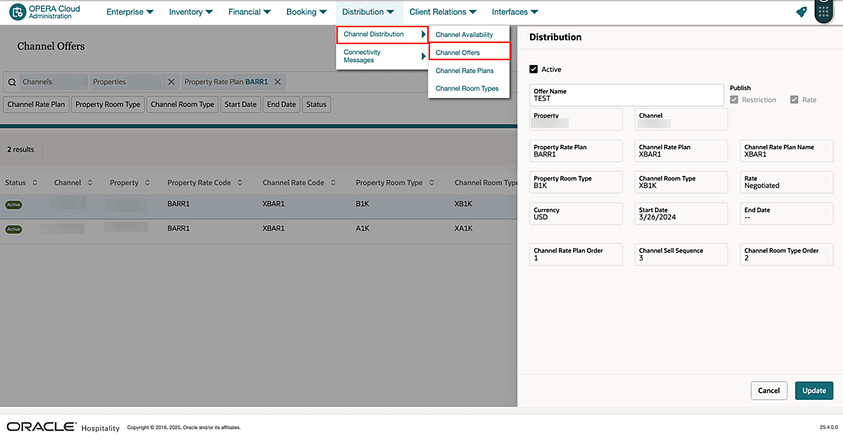 The Channel Offers menu path: Administration, Distribution, Channel Distribution, and then Channel Offers.