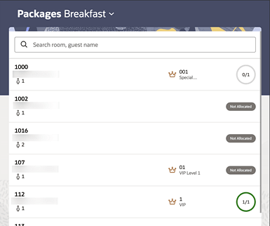 PWA screen showing a breakfast package details.