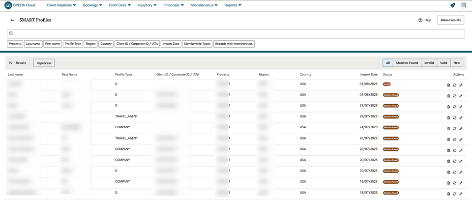 SMART Profiles table showing invalid and matches found profile results.