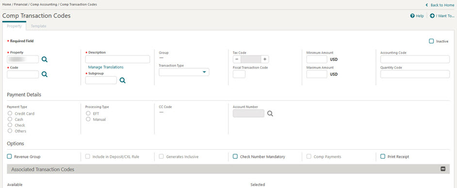 This figure shows the Manage Comp Transaction Codes screen. This figure shows the Manage Comp Transaction Codes screen.