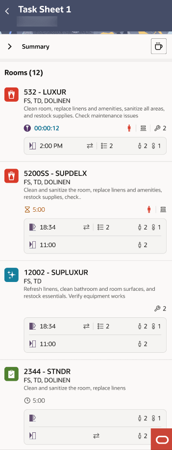 A sample task sheet (task companion) showing the above mentioned changes.