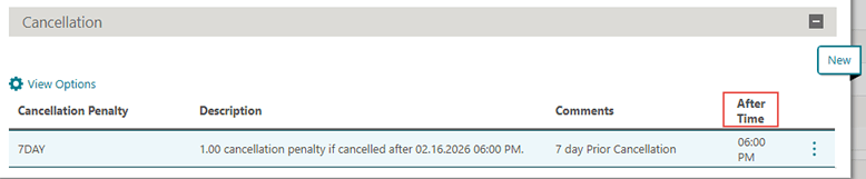 The Cancellation screen showing the After Time column.