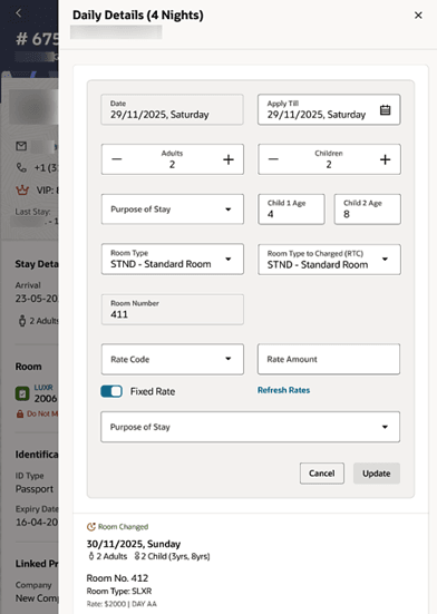 Daily Details screen showing the editable fields and the Apply Till field.