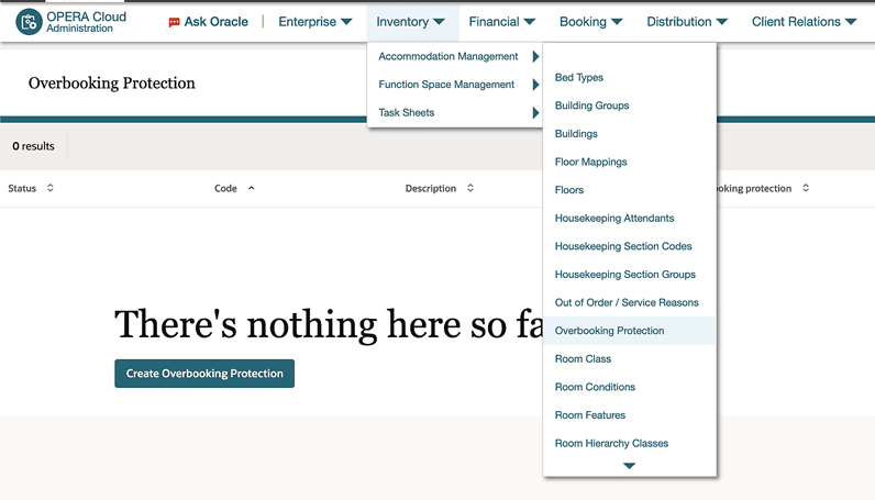 The Overbooking Protection screen also showing the menu path.