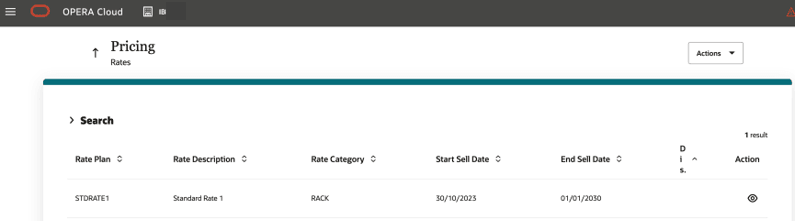 Distribution Pricing screen showing only the one successfully copied STDRATE1 rate code. Distribution Pricing screen showing only the one successfully copied STDRATE1 rate code.