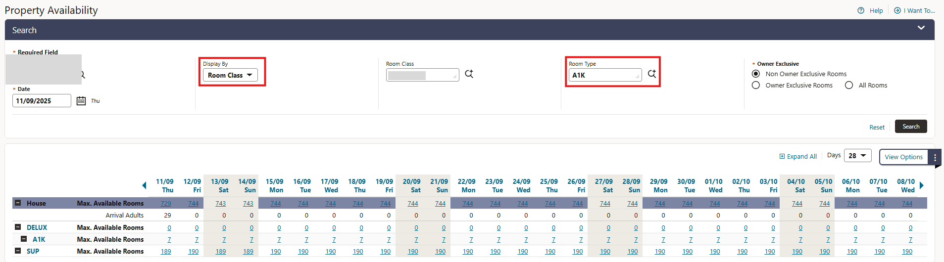 StayOver Statistics and Display By Room Class Views Added screen.