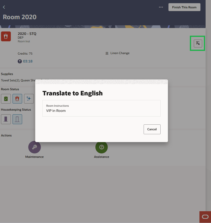 Task Sheet Instructions Translation OPERA Control Added screen.