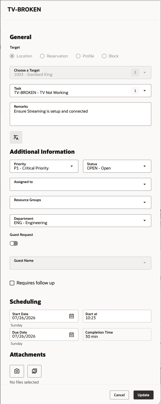 Service Order Management Added screen.