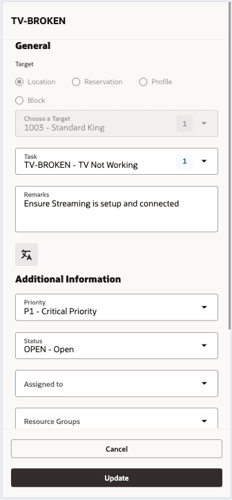 Service Order Management Added screen.