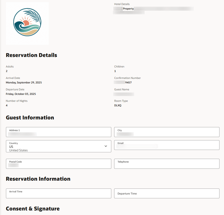 Partial Guest Form example.
