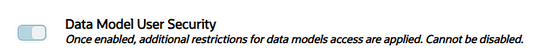 The Data Model User Security control.