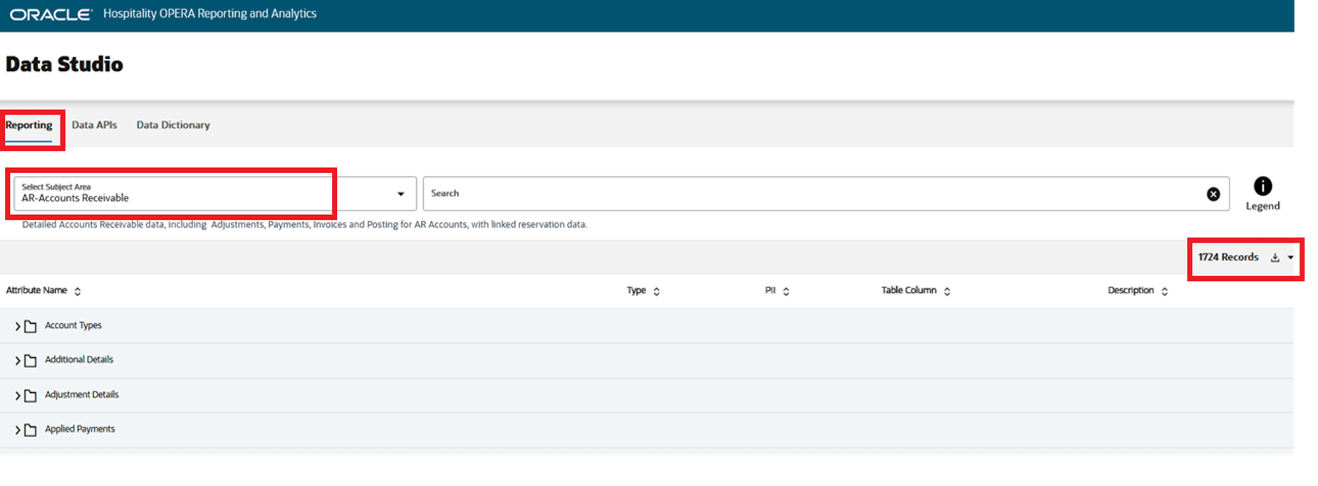 This image shows Reporting tab