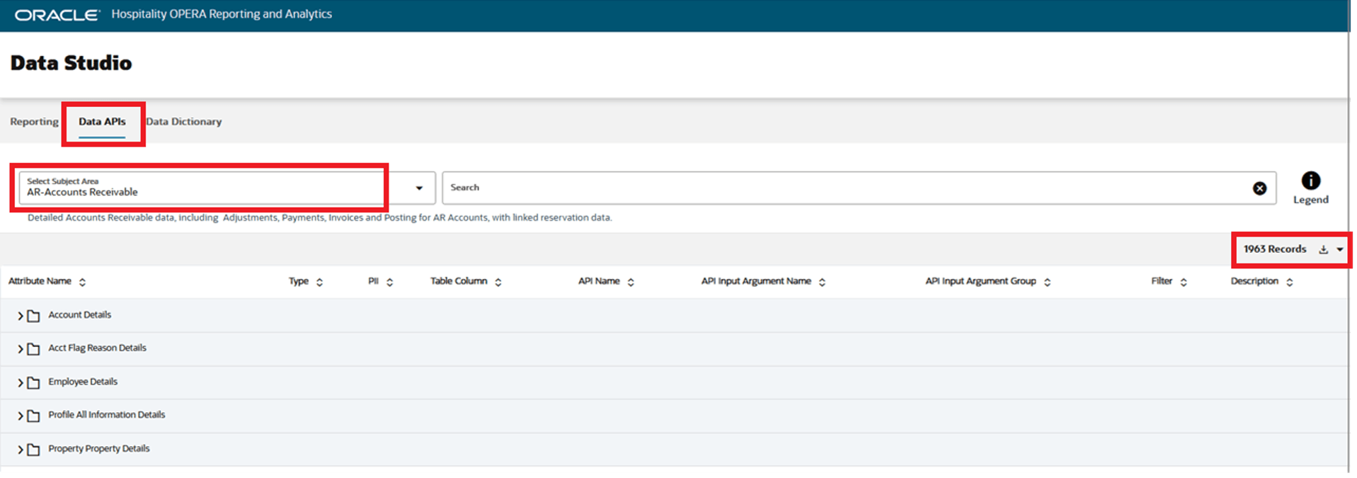 This image shows Data APIs tab